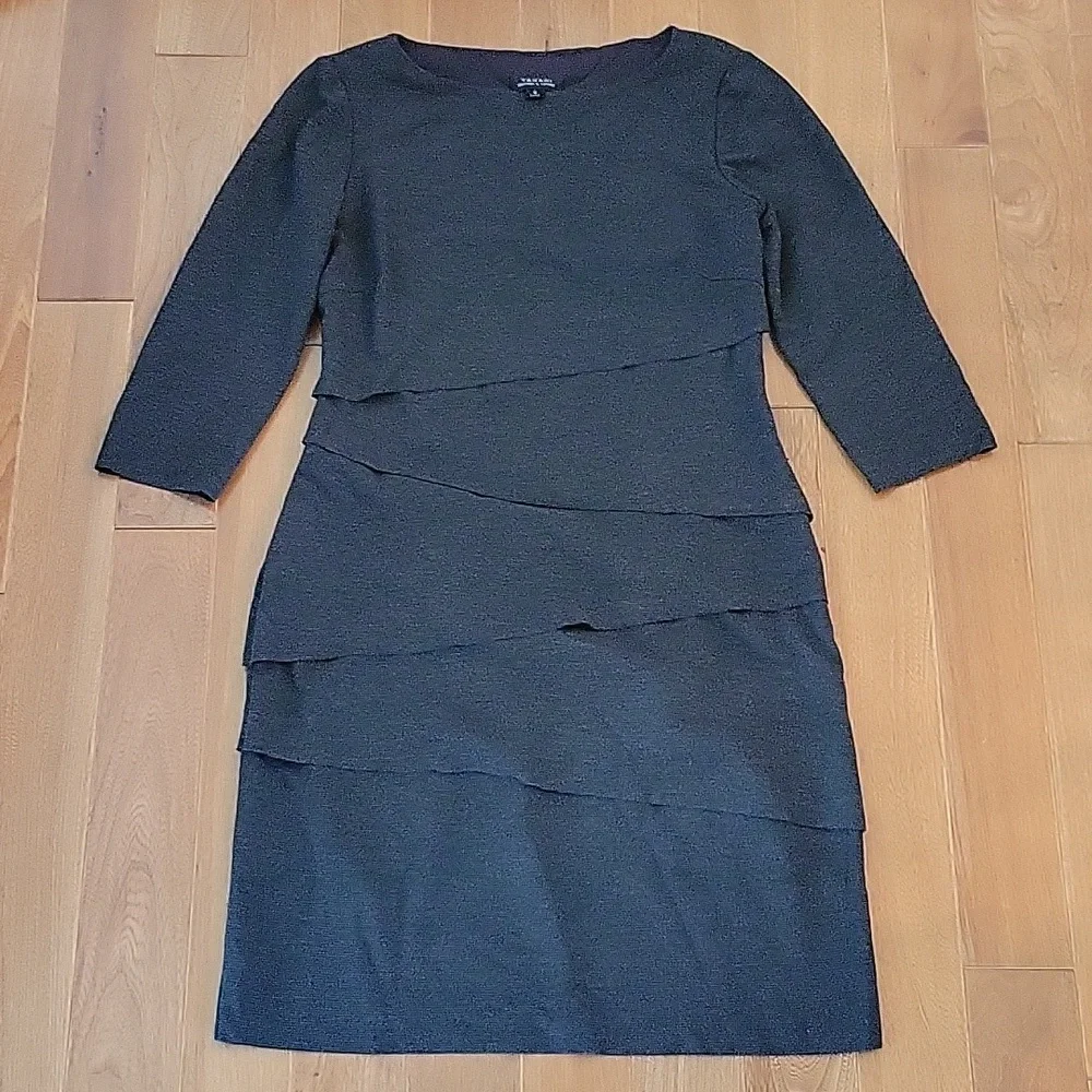 Tahari‎ 3/4 Sleeve Career Wear Gray Dress 6